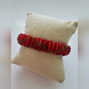 Red And Green Bead Stretchy 3D Bracelet